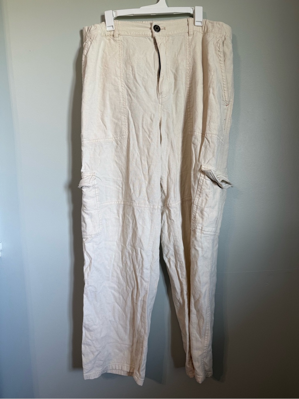 Pilcro Cream Cargo Trousers